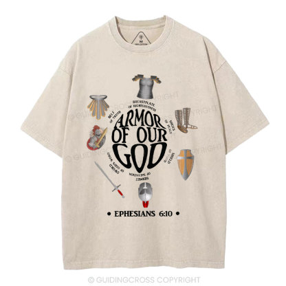 Armor Of God Christian Washed T-Shirt
