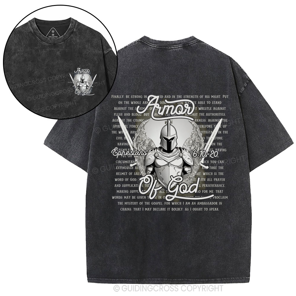 Armor Of God Christian Washed T-Shirt