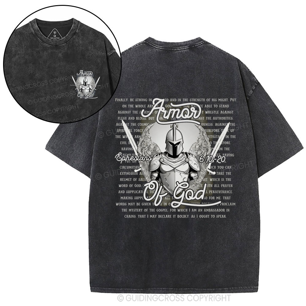 Armor Of God Christian Washed T-Shirt