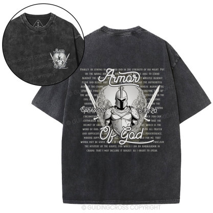 Armor Of God Christian Washed T-Shirt