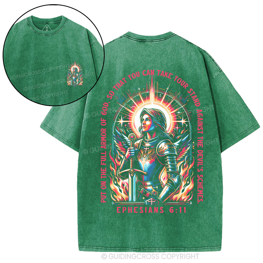 Armor Of God Christian Washed T-Shirt