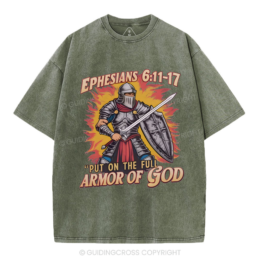 Armor Of God Christian Washed T-Shirt