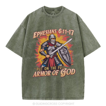 Armor Of God Christian Washed T-Shirt