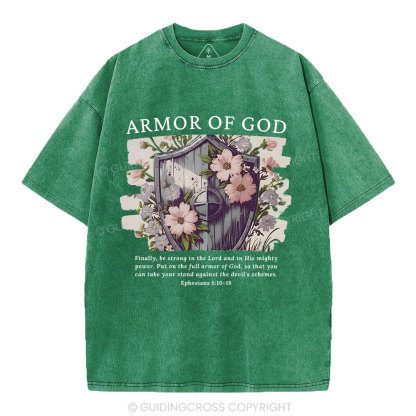 Armor Of God Christian Washed T-Shirt