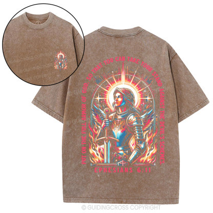 Armor Of God Christian Washed T-Shirt