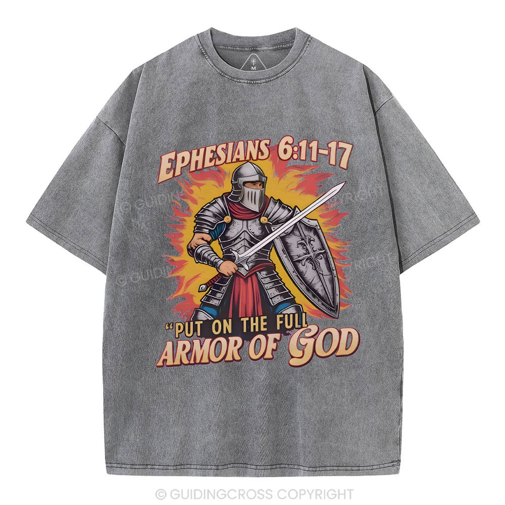 Armor Of God Christian Washed T-Shirt