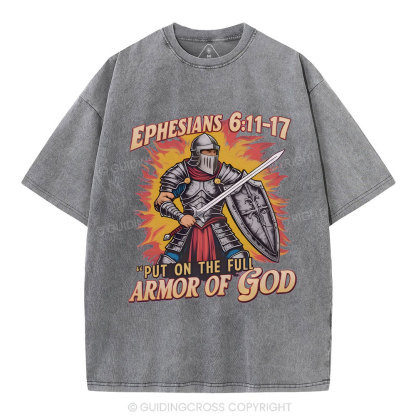 Armor Of God Christian Washed T-Shirt