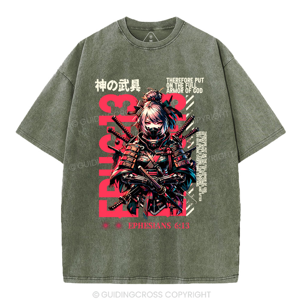 Armor Of God Christian Washed T-Shirt
