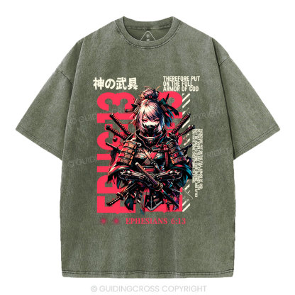 Armor Of God Christian Washed T-Shirt
