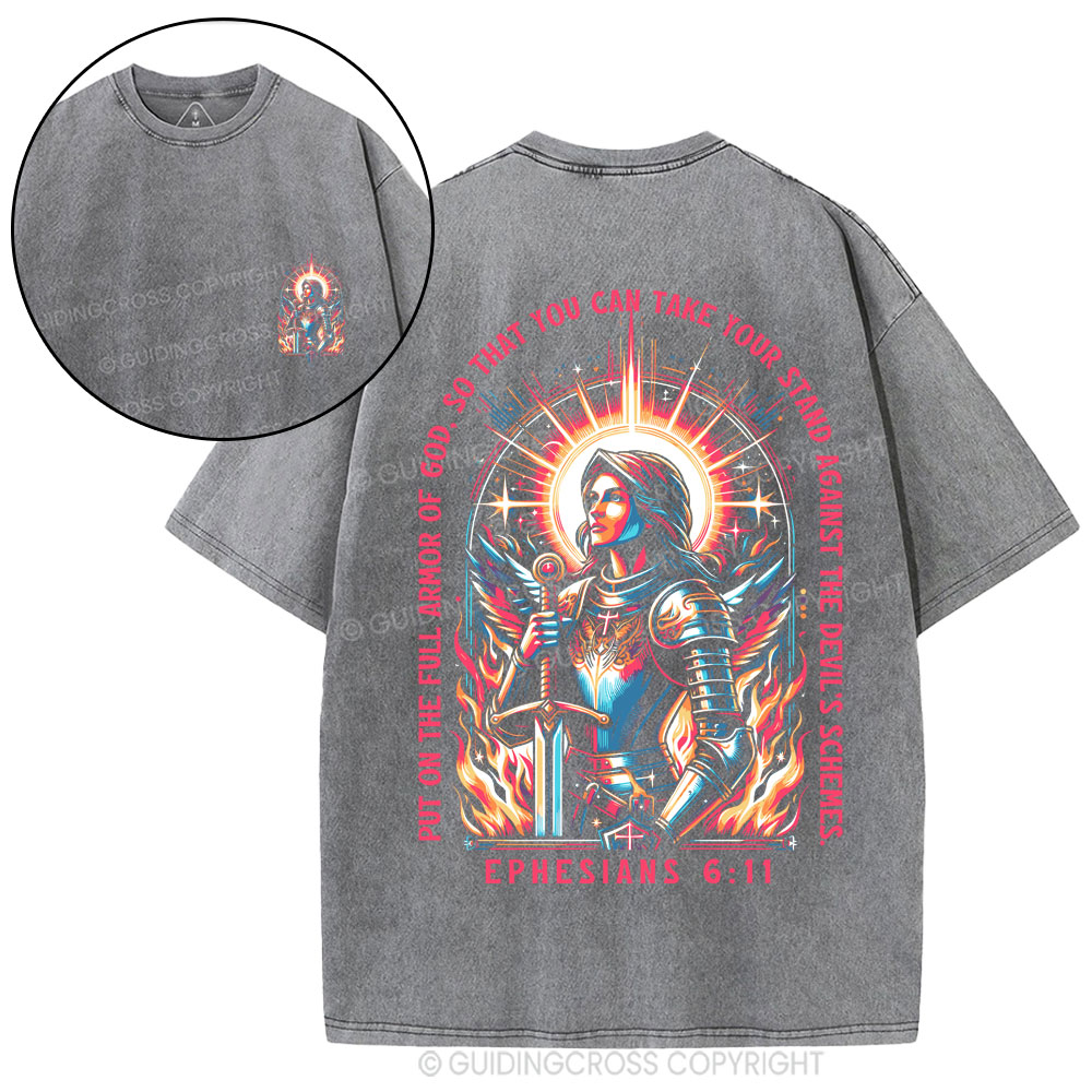 Armor Of God Christian Washed T-Shirt