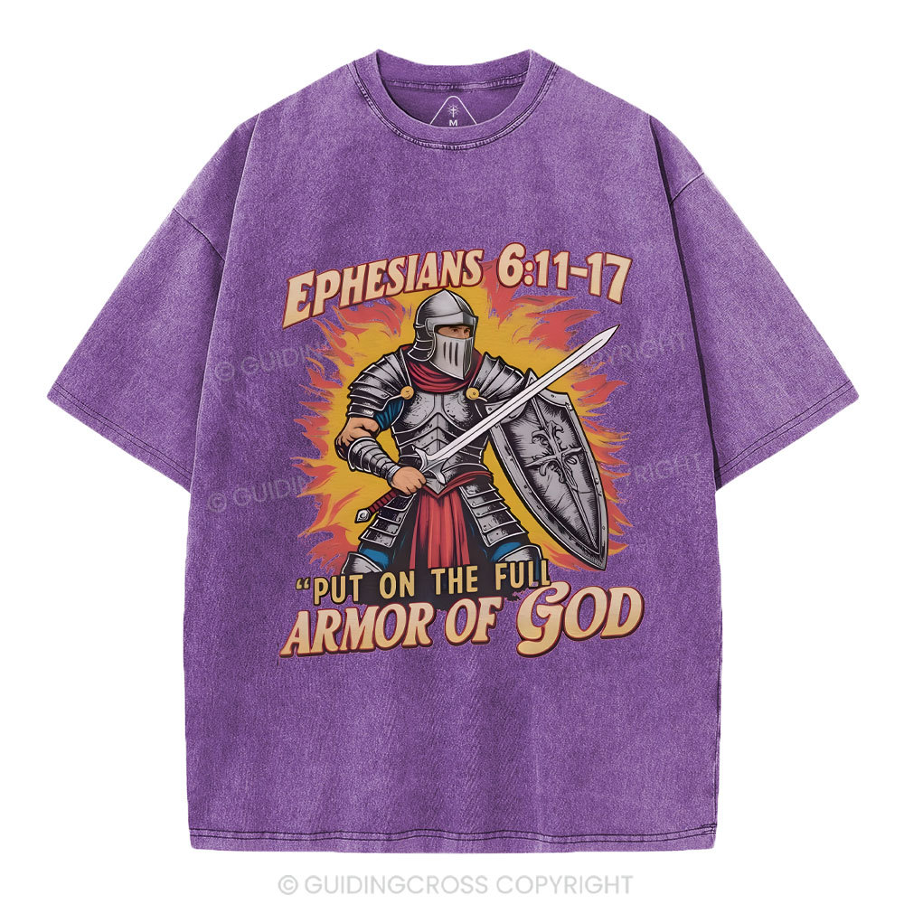Armor Of God Christian Washed T-Shirt