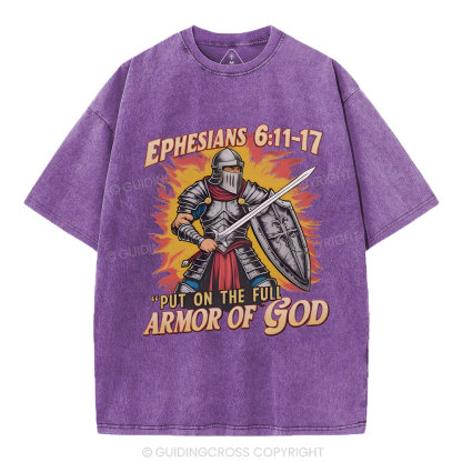 Armor Of God Christian Washed T-Shirt
