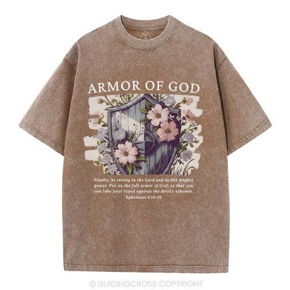 Armor Of God Christian Washed T-Shirt