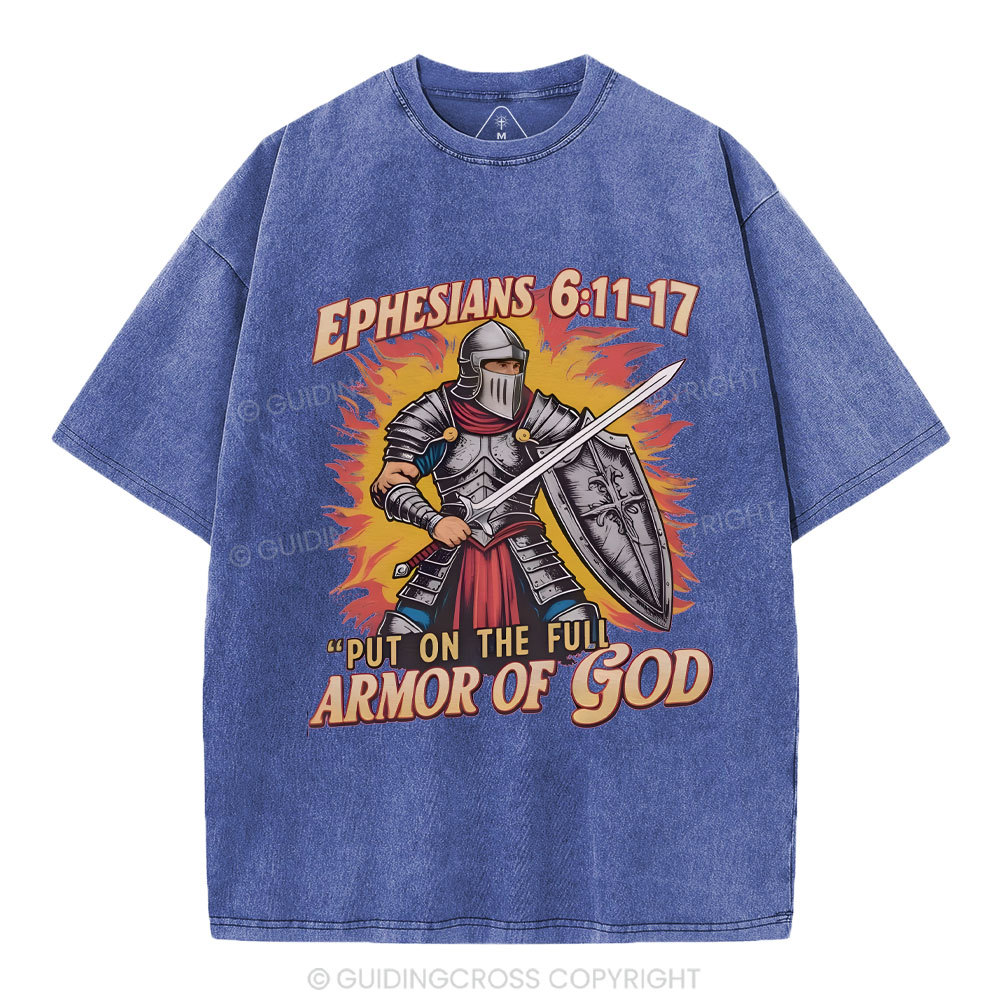 Armor Of God Christian Washed T-Shirt