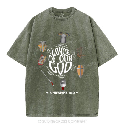 Armor Of God Christian Washed T-Shirt