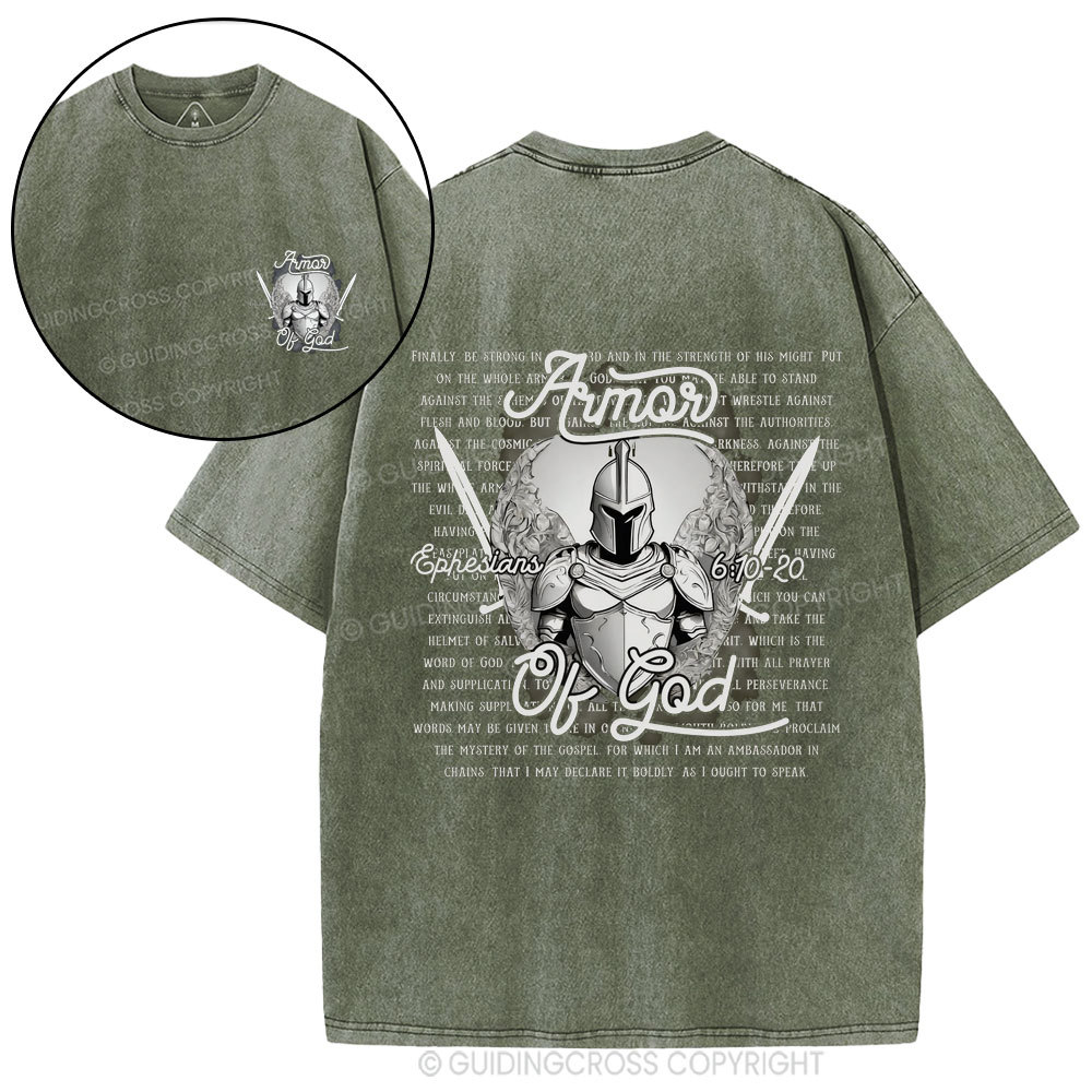 Armor Of God Christian Washed T-Shirt