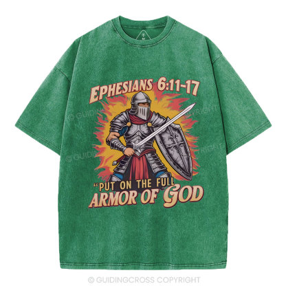 Armor Of God Christian Washed T-Shirt