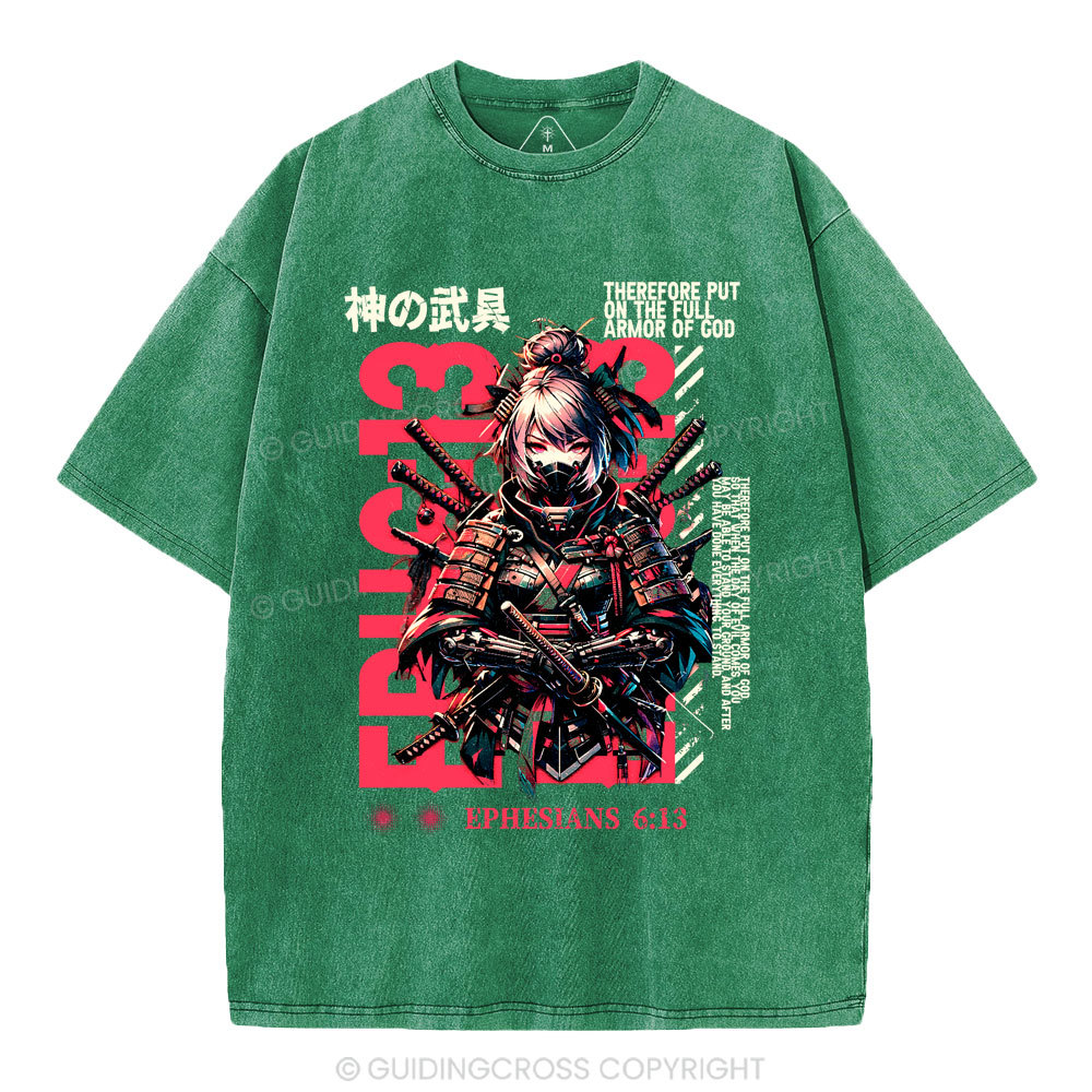 Armor Of God Christian Washed T-Shirt