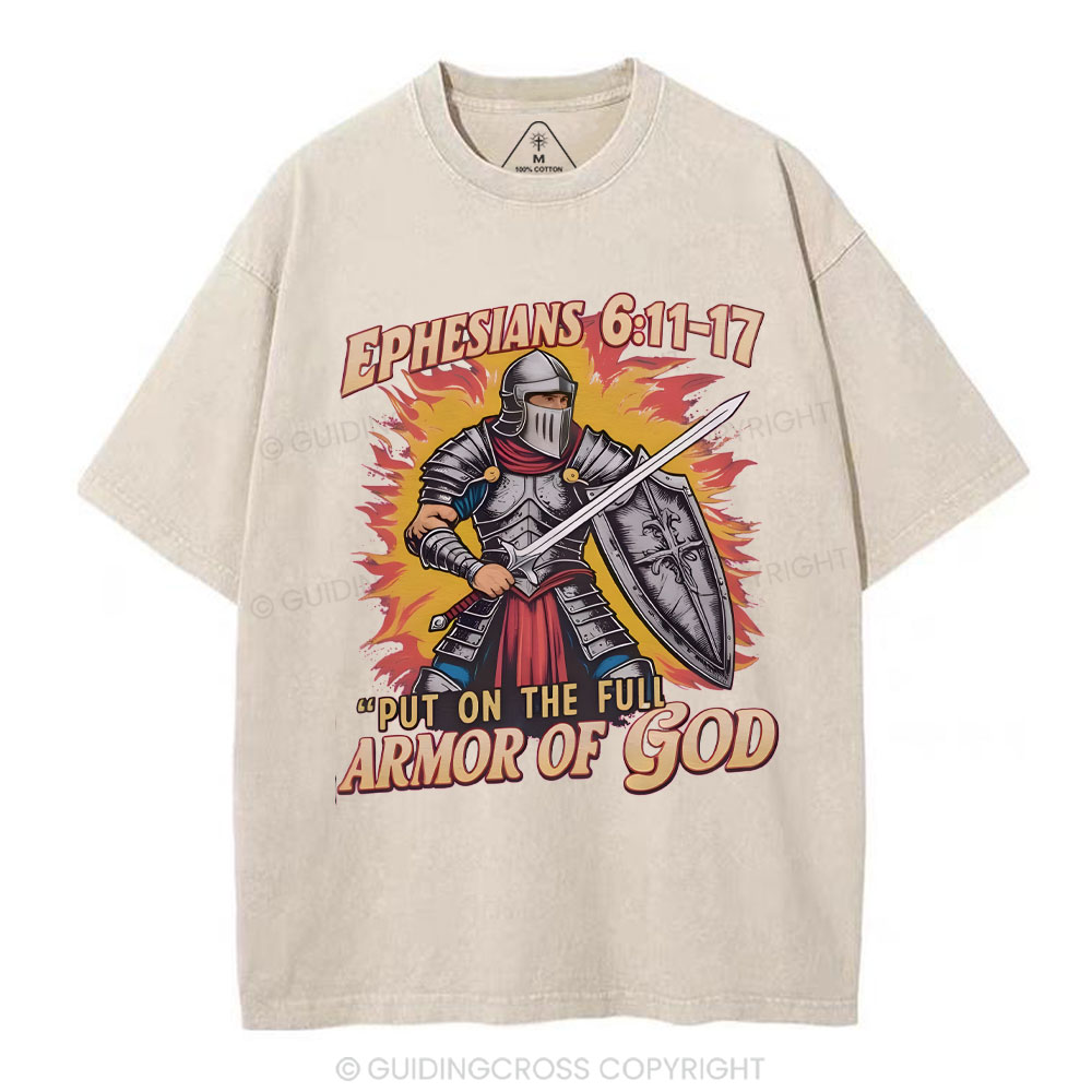 Armor Of God Christian Washed T-Shirt