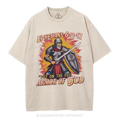 Armor Of God Christian Washed T-Shirt