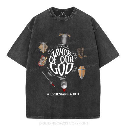 Armor Of God Christian Washed T-Shirt