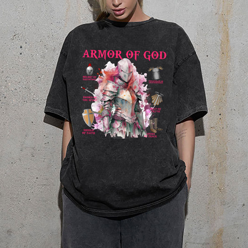 Armor Of God Warrior Christian Washed T-Shirt