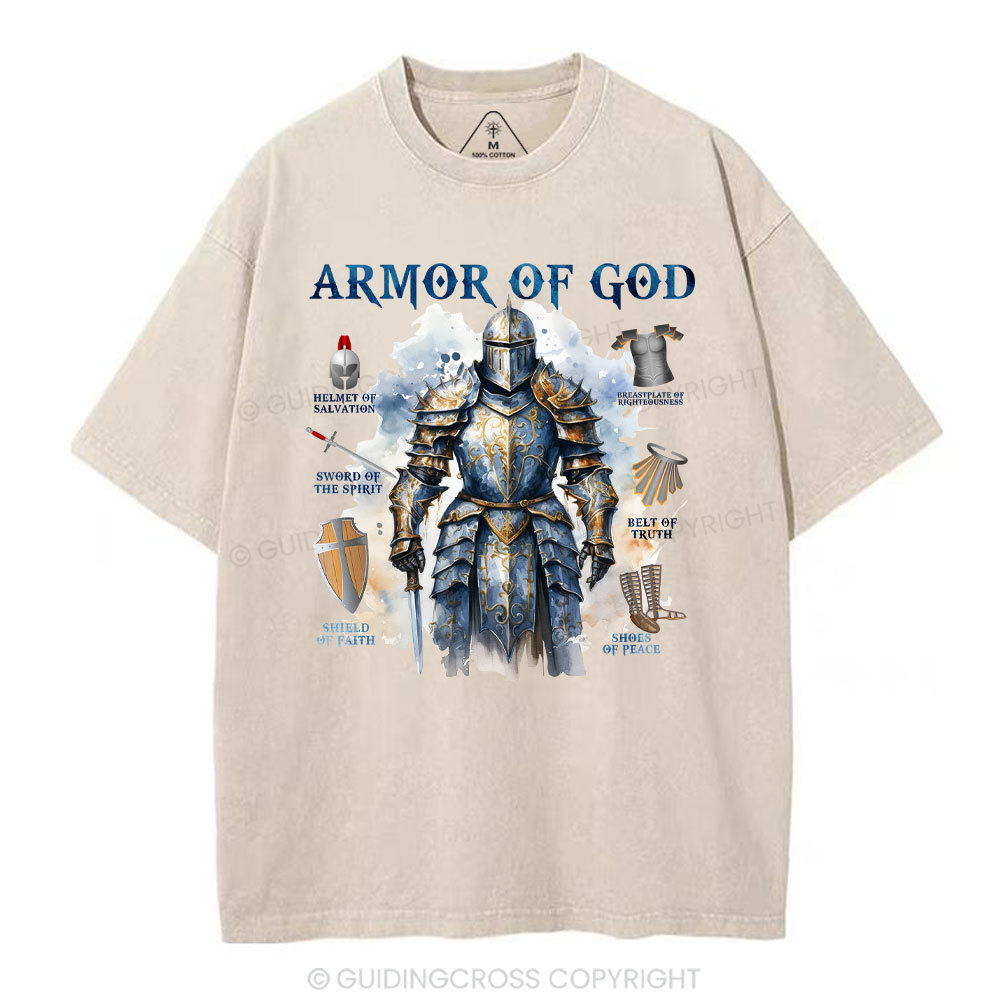 Armor Of God Warrior Men Christian Washed T-Shirt