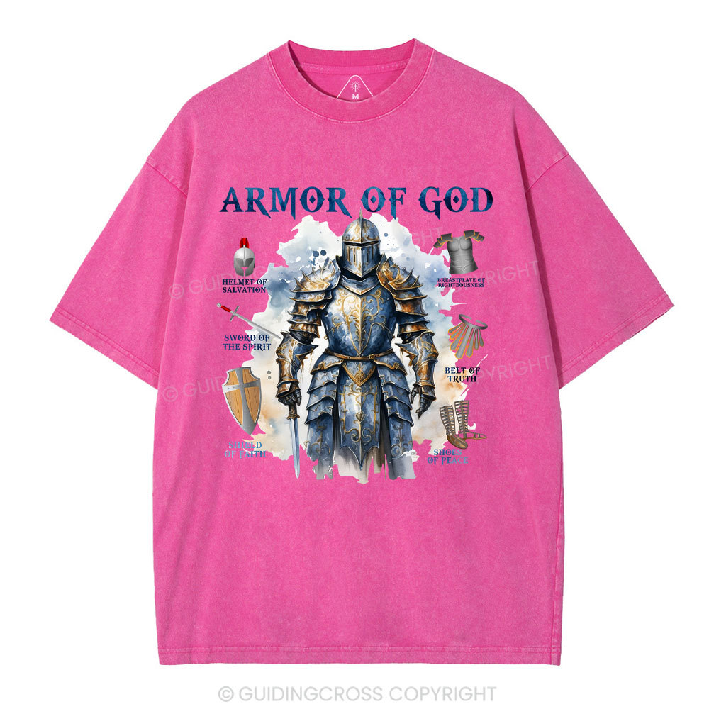 Armor Of God Warrior Men Christian Washed T-Shirt