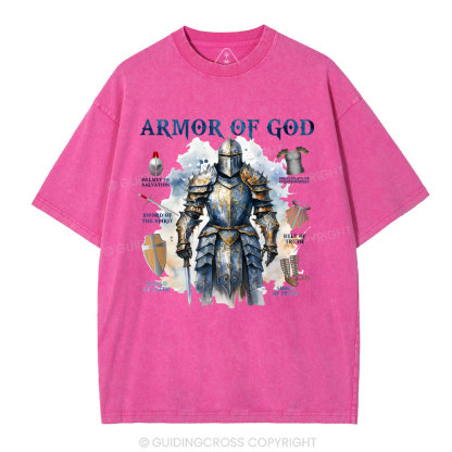 Armor Of God Warrior Men Christian Washed T-Shirt
