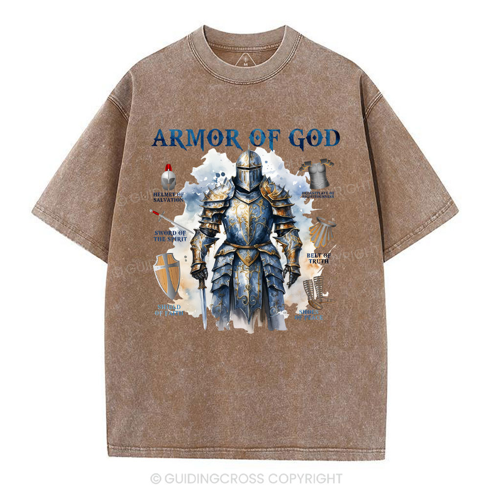 Armor Of God Warrior Men Christian Washed T-Shirt