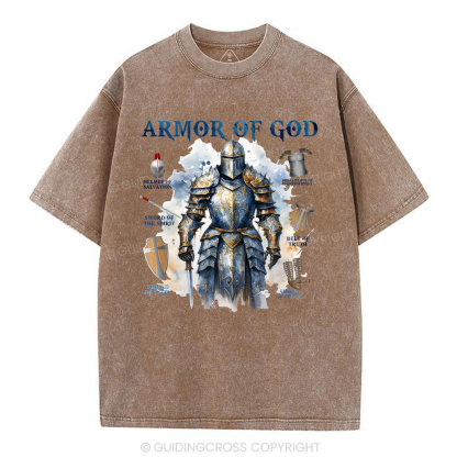 Armor Of God Warrior Men Christian Washed T-Shirt