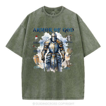 Armor Of God Warrior Men Christian Washed T-Shirt