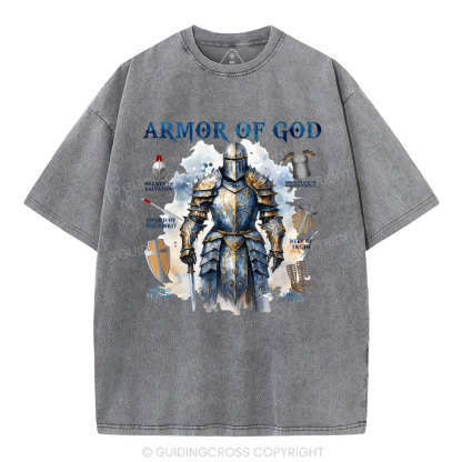 Armor Of God Warrior Men Christian Washed T-Shirt