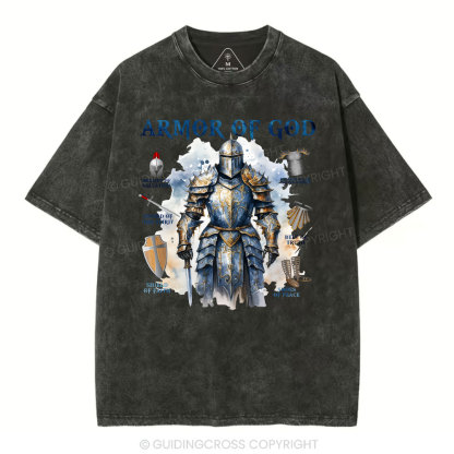 Armor Of God Warrior Men Christian Washed T-Shirt