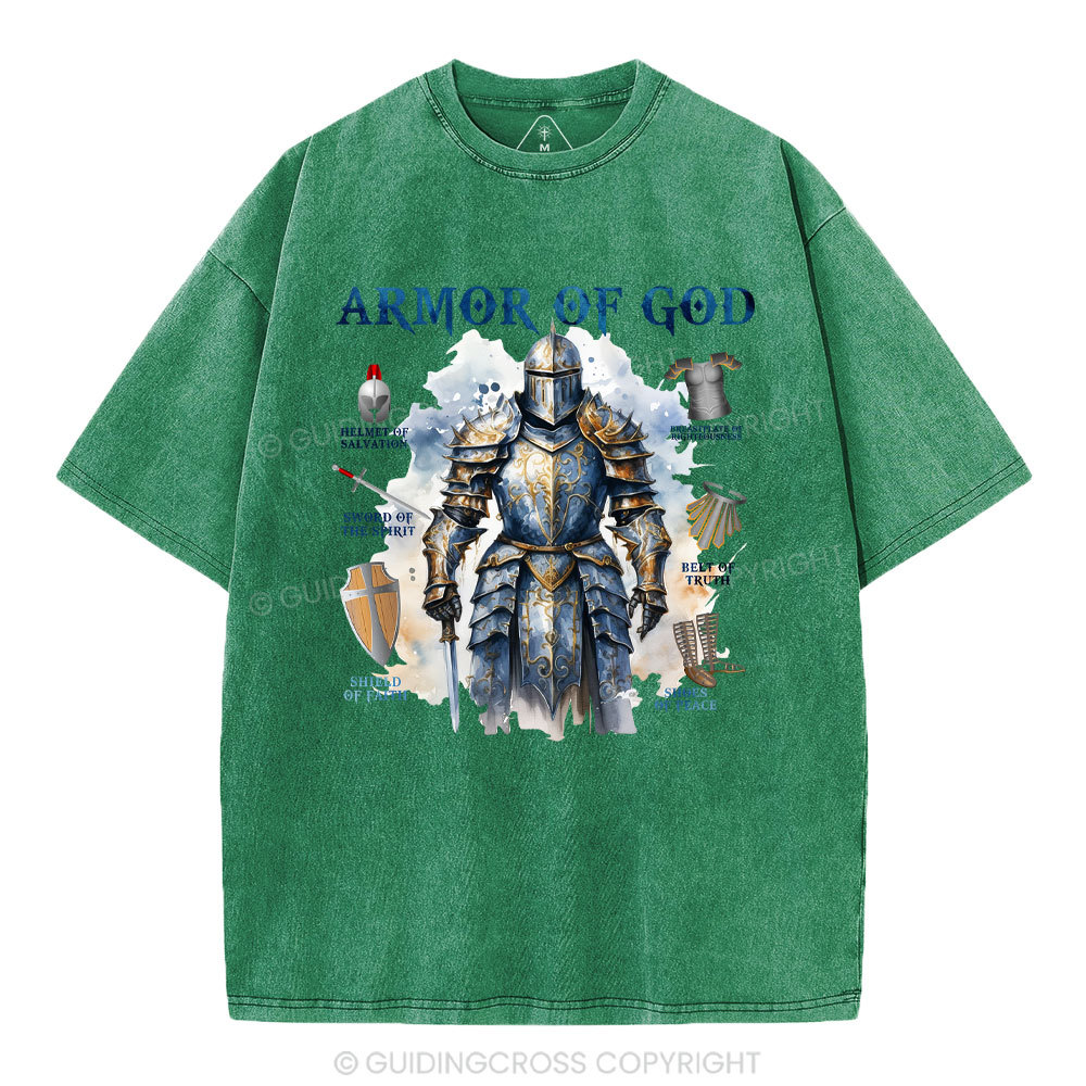 Armor Of God Warrior Men Christian Washed T-Shirt
