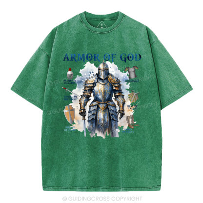 Armor Of God Warrior Men Christian Washed T-Shirt