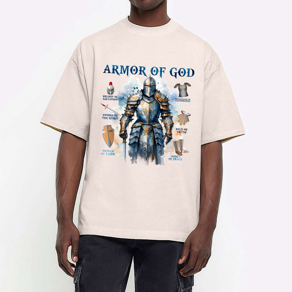 Armor Of God Warrior Men Christian Washed T-Shirt