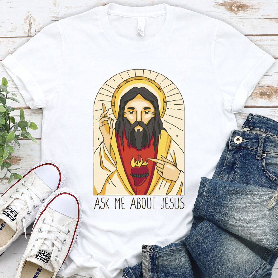 Ask Me About Jesus Christian T-Shirt