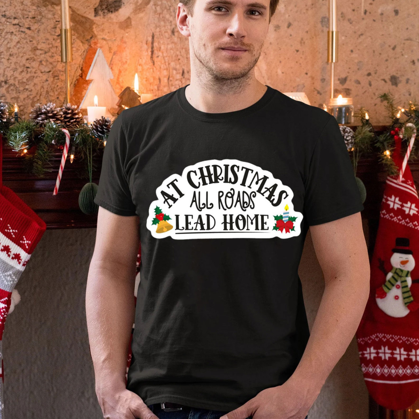 At Christmas All Road Lead Home Christian Christmas T-Shirt