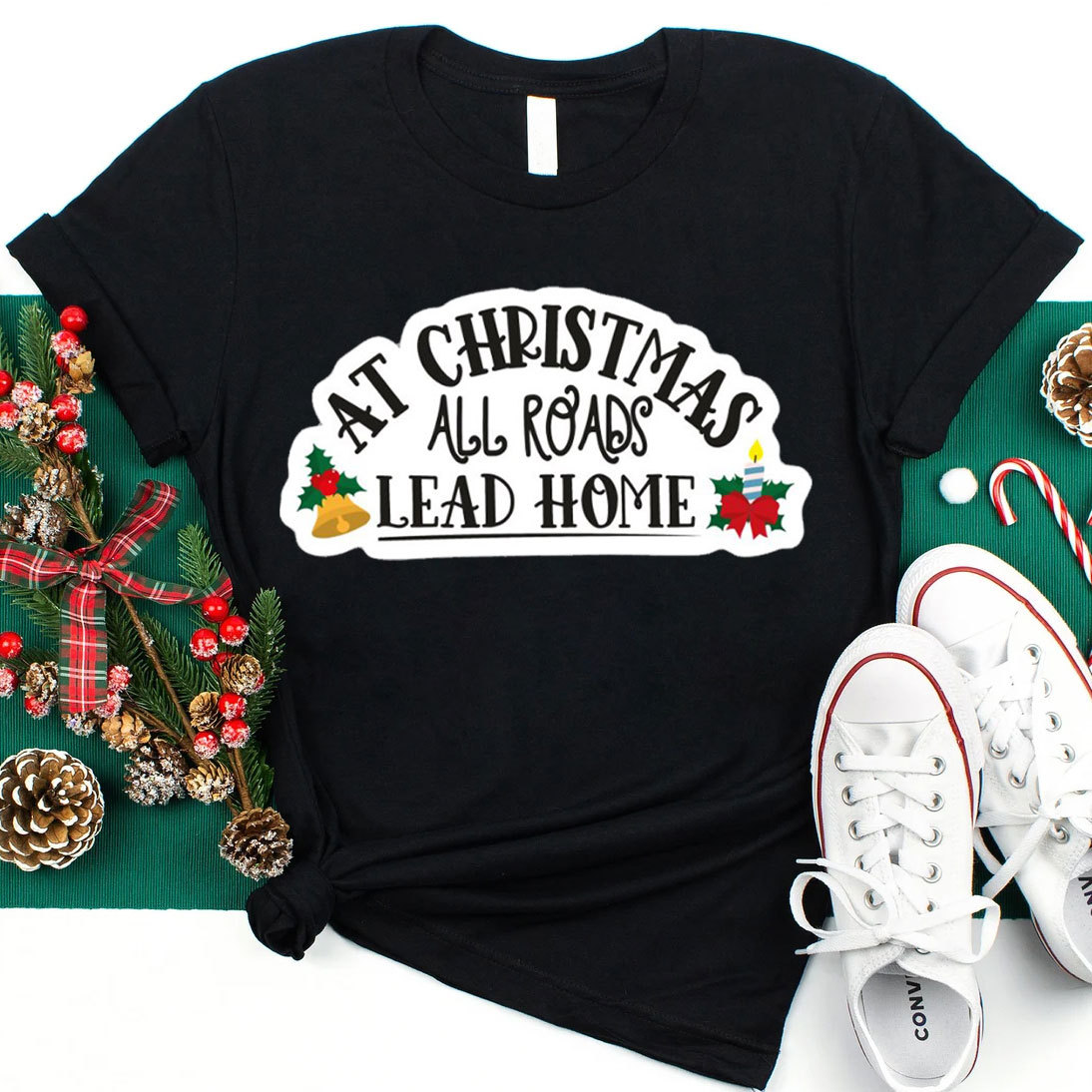 At Christmas All Road Lead Home Christian Christmas T-Shirt