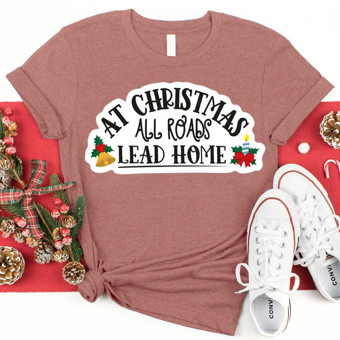 At Christmas All Road Lead Home Christian Christmas T-Shirt