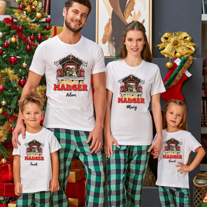 Personalized Away In A Manger Christmas Family Matching Shirts