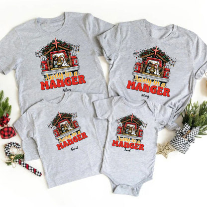 Personalized Away In A Manger Christmas Family Matching Shirts