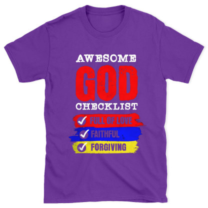 Awesome God Checklist Christian Washed T-Shirt