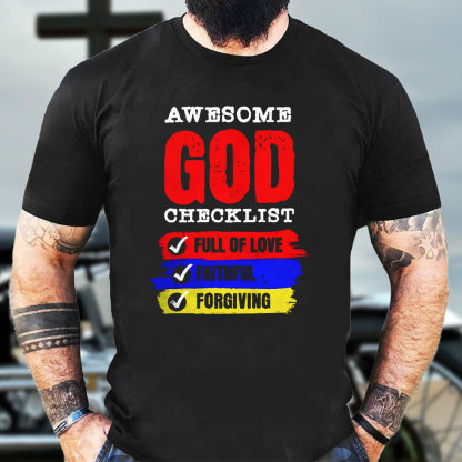 Awesome God Checklist Christian Washed T-Shirt