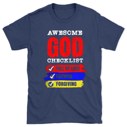 Awesome God Checklist Christian Washed T-Shirt
