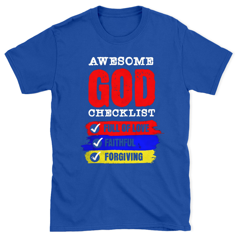 Awesome God Checklist Christian Washed T-Shirt