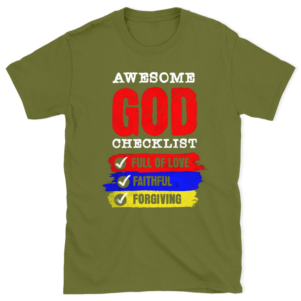 Awesome God Checklist Christian Washed T-Shirt