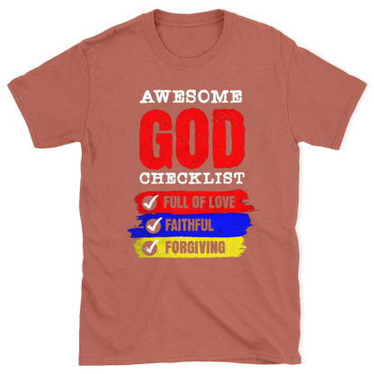 Awesome God Checklist Christian Washed T-Shirt