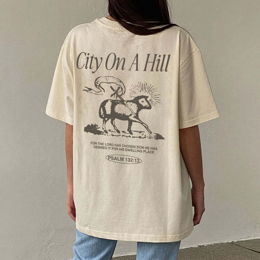 Zion City On A Hill Christian Washed T-Shirt